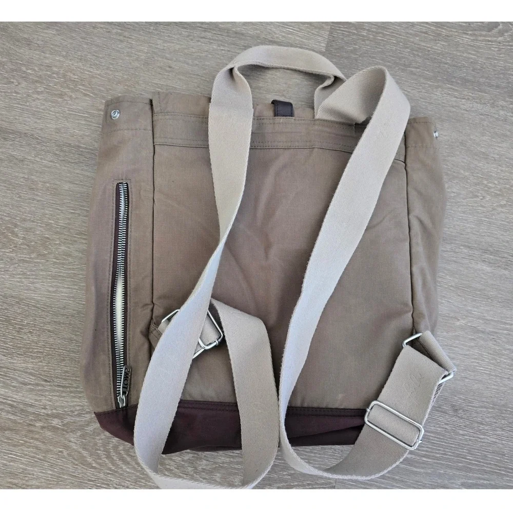 TOMS‎ Canvas Backpack Taupe Brown Buckle Flap Commuter Bag